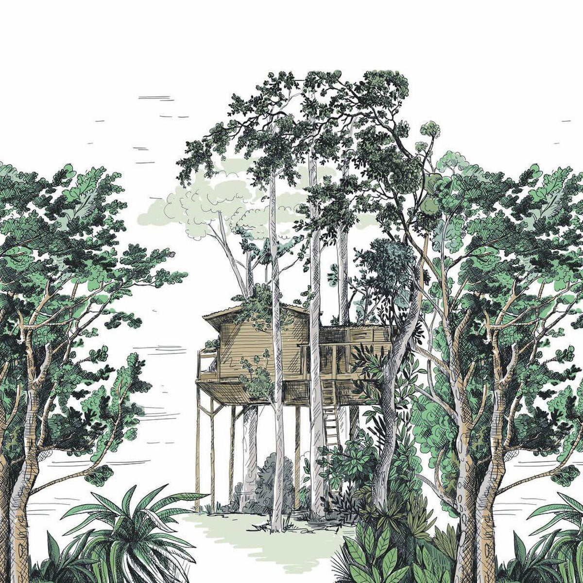 GNL105420404 The Garden Shed Large Panel Green Life 2 Wallpaper by Caselio