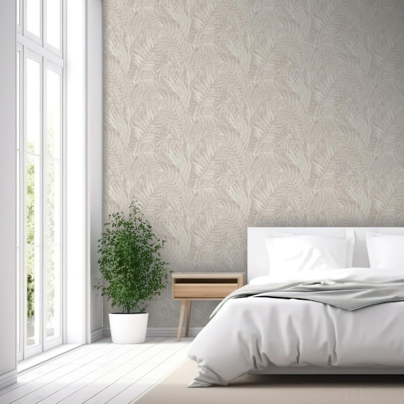 GR322103 Tropical Palm Leaf Mink by Wallpaper by Design ID