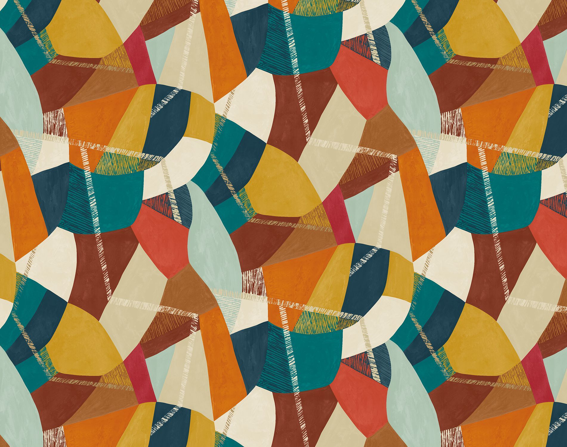 GRA50101W Abstract Geo Rust & Peacock Wallpaper by Ohpopsi