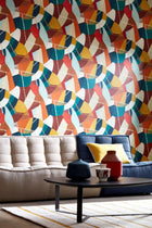 GRA50101W Abstract Geo Rust & Peacock Wallpaper by Ohpopsi