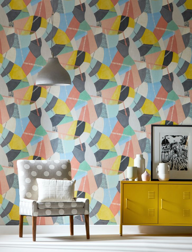 GRA50104W Abstract Geo Pastel Pop Wallpaper by Ohpopsi