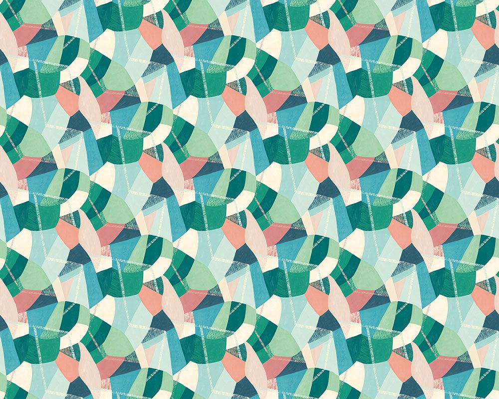GRA50107W Abstract Geo Flamingo Wallpaper by Ohpopsi