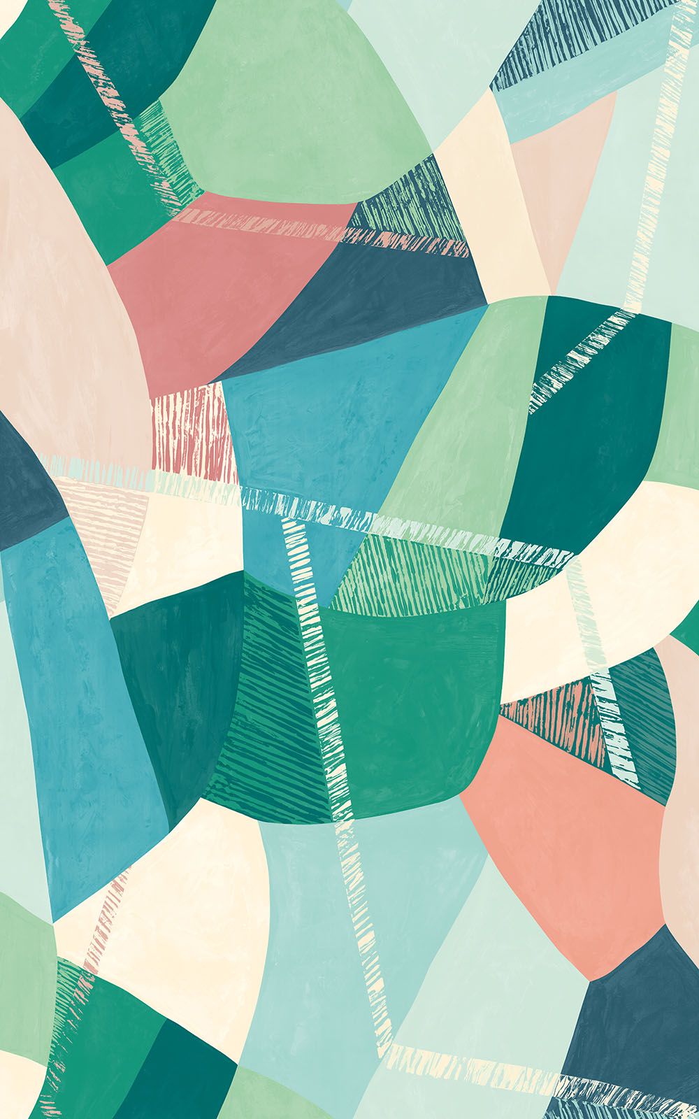 GRA50107W Abstract Geo Flamingo Wallpaper by Ohpopsi