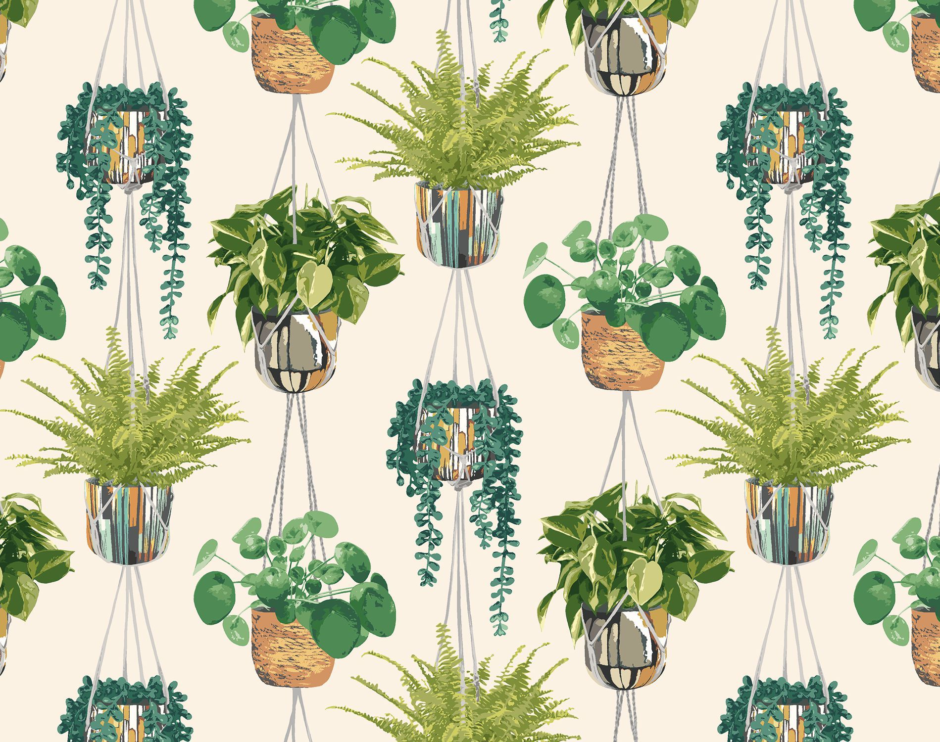GRA50111W Houseplant Sage & Cider Wallpaper by Ohpopsi