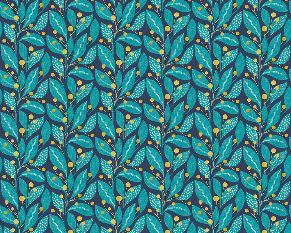 GRA50133W Berry Dot Ink & Azure Wallpaper by Ohpopsi