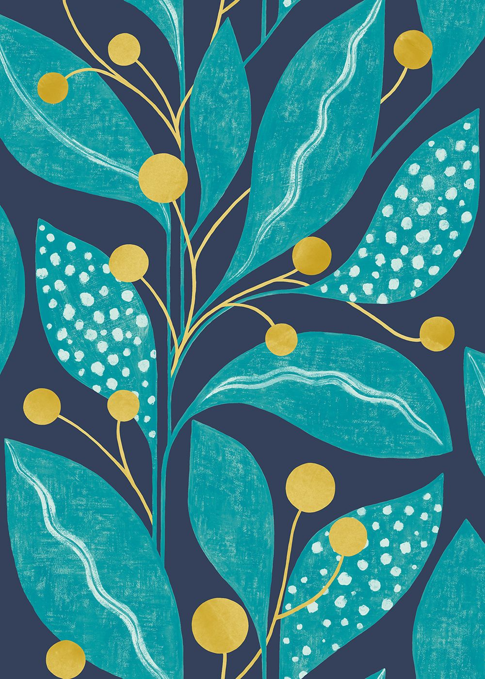 GRA50133W Berry Dot Ink & Azure Wallpaper by Ohpopsi
