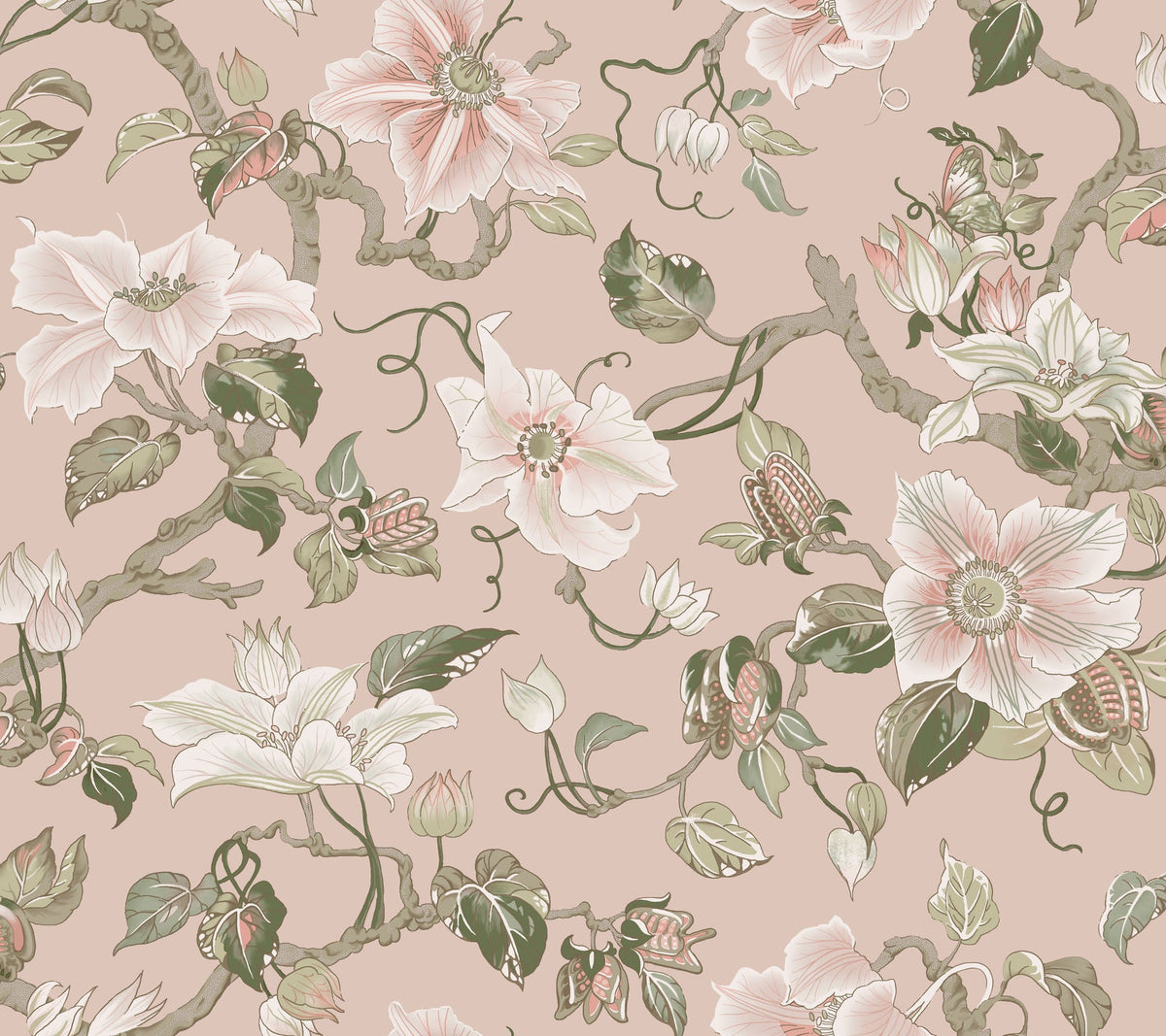 Marguerite Vine Blush Classics Wallpaper by York Wallcoverings