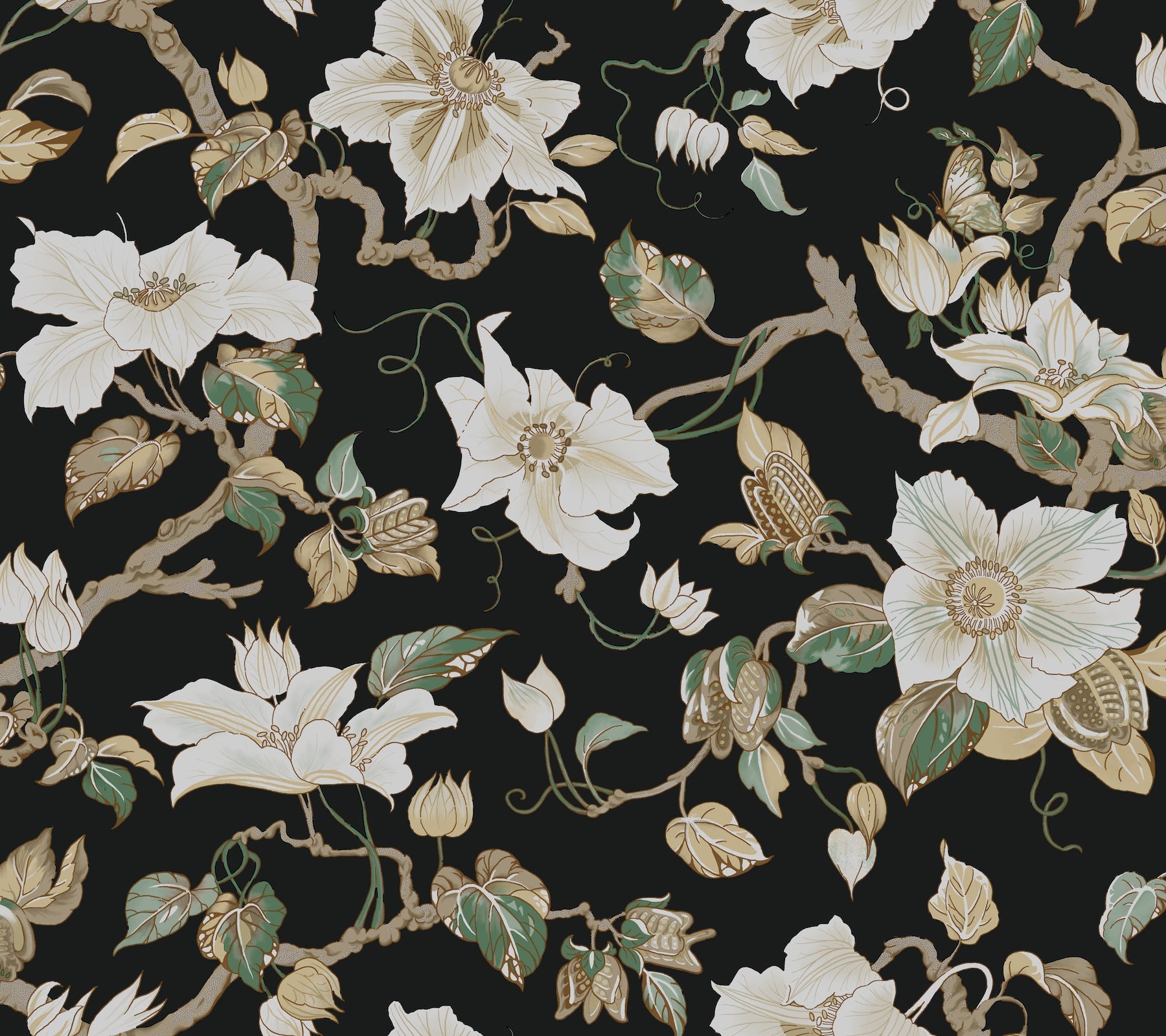 GT4514 Marguerite Vine Black Classics Wallpaper by York Wallcoverings