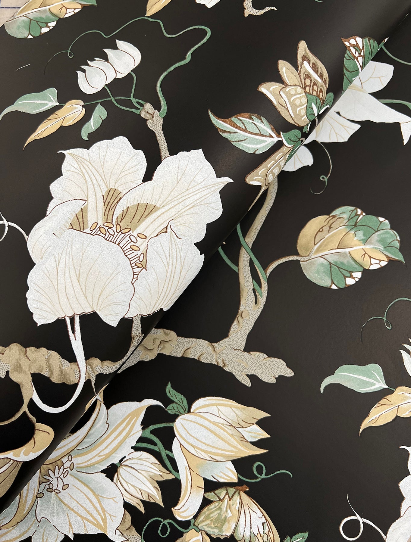 GT4514 Marguerite Vine Black Classics Wallpaper by York Wallcoverings