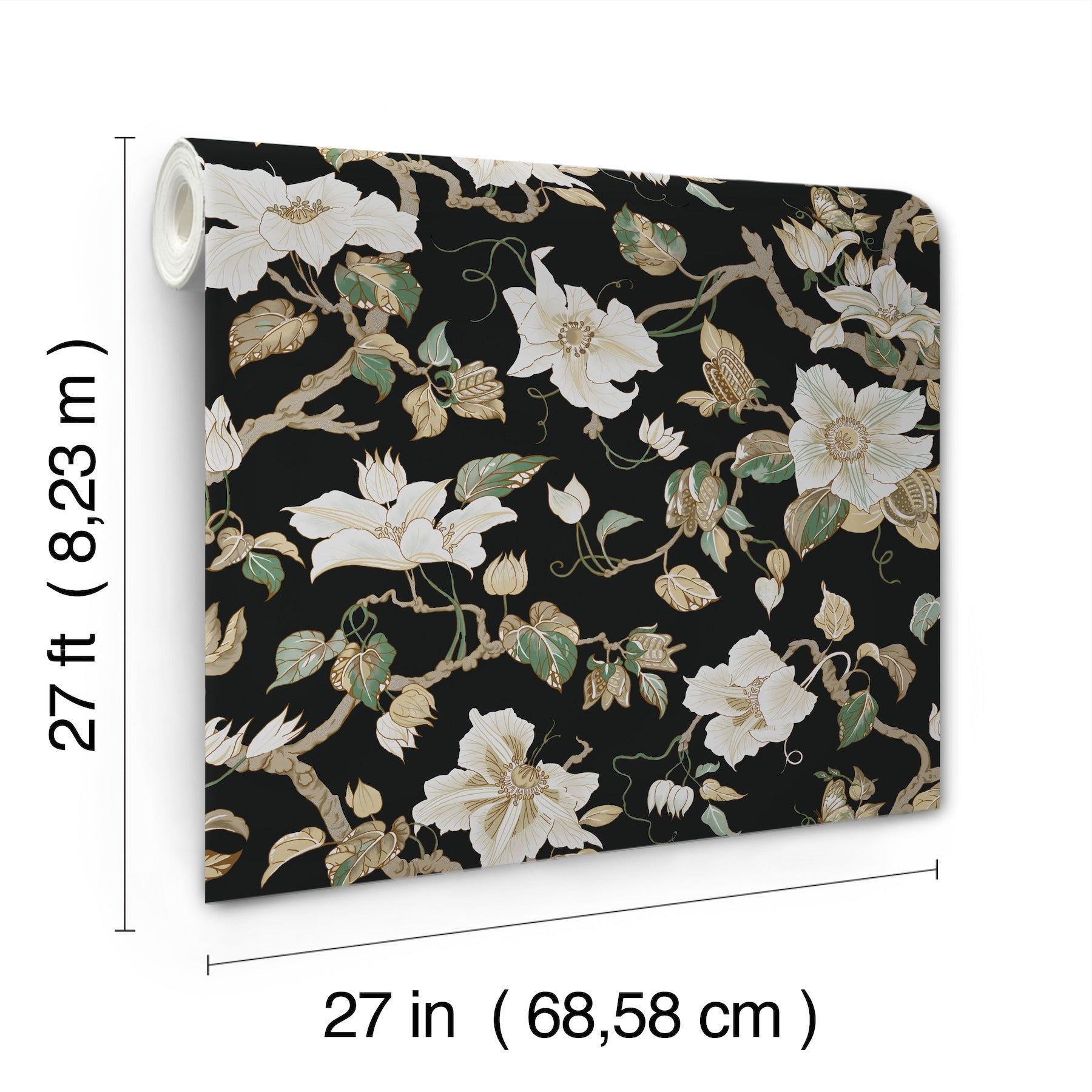 GT4514 Marguerite Vine Black Classics Wallpaper by York Wallcoverings