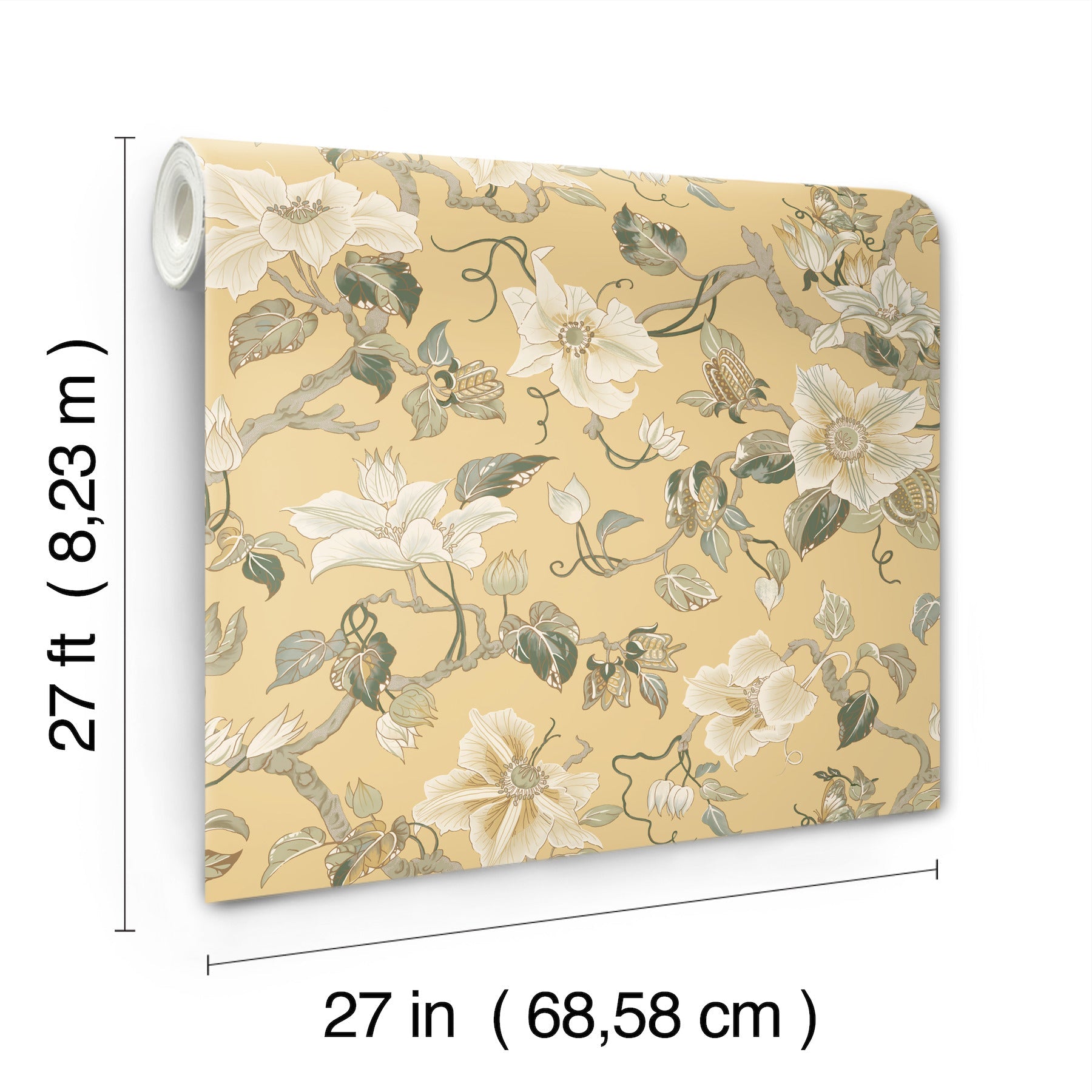 GT4515 Marguerite Vine Yellow Classics Wallpaper by York Wallcoverings
