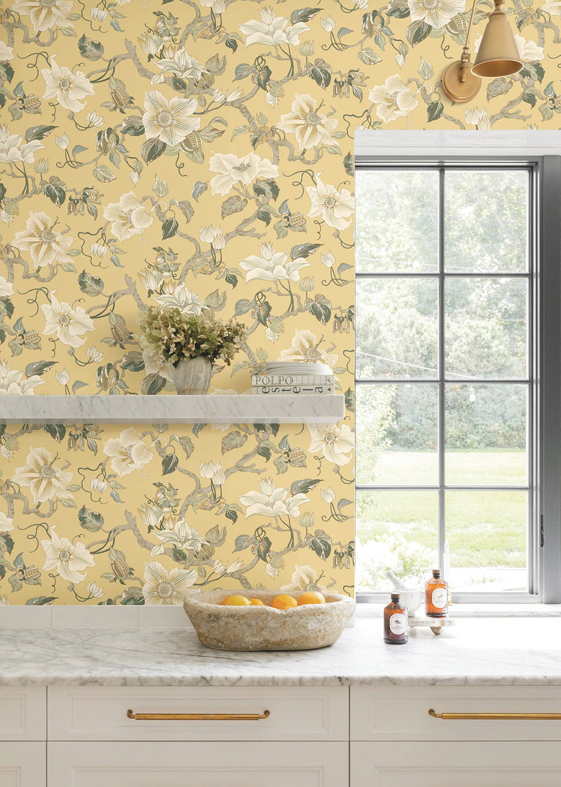 GT4515 Marguerite Vine Yellow Classics Wallpaper by York Wallcoverings