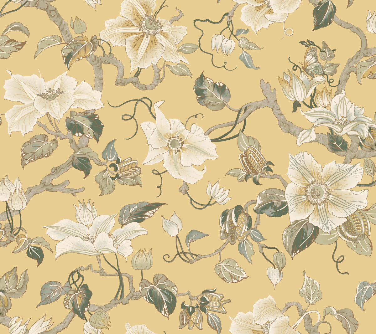 Marguerite Vine Yellow Classics Wallpaper by York Wallcoverings