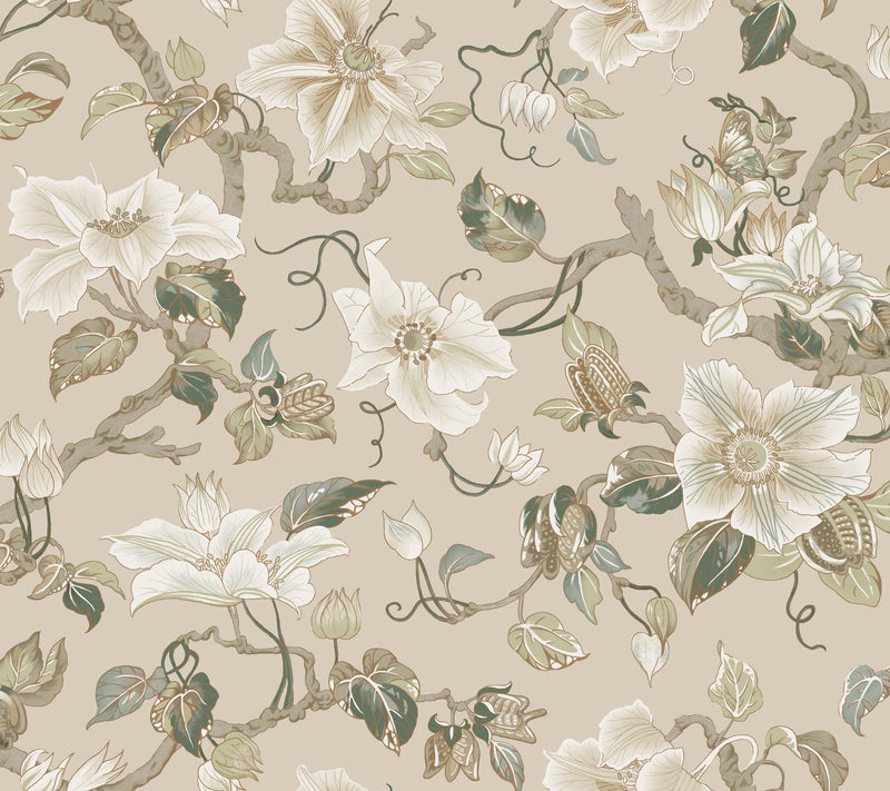 GT4516 Marguerite Vine Taupe Classics Wallpaper by York Wallcoverings