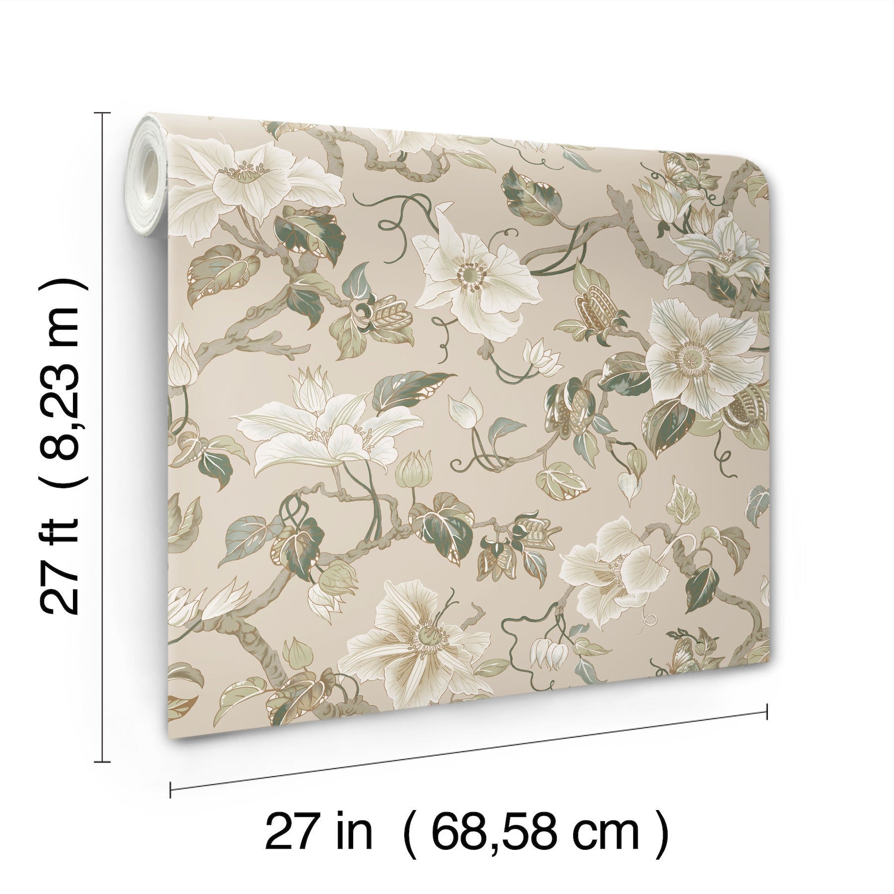 GT4516 Marguerite Vine Taupe Classics Wallpaper by York Wallcoverings