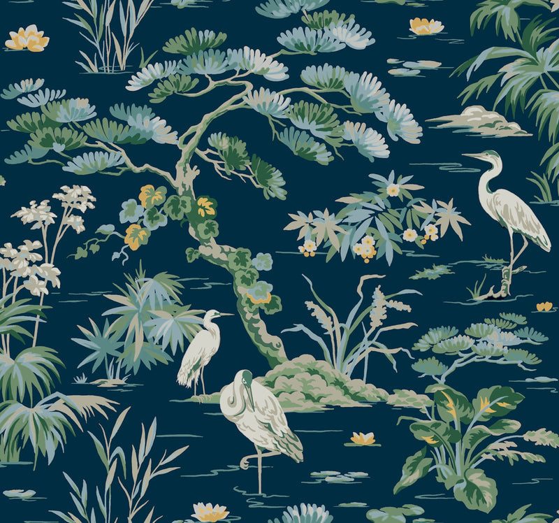 GT4531 Bridgewater Navy Classics Wallpaper by York Wallcoverings