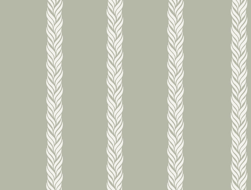GT4541 Braided Stripe Green Classics Wallpaper by York Wallcoverings