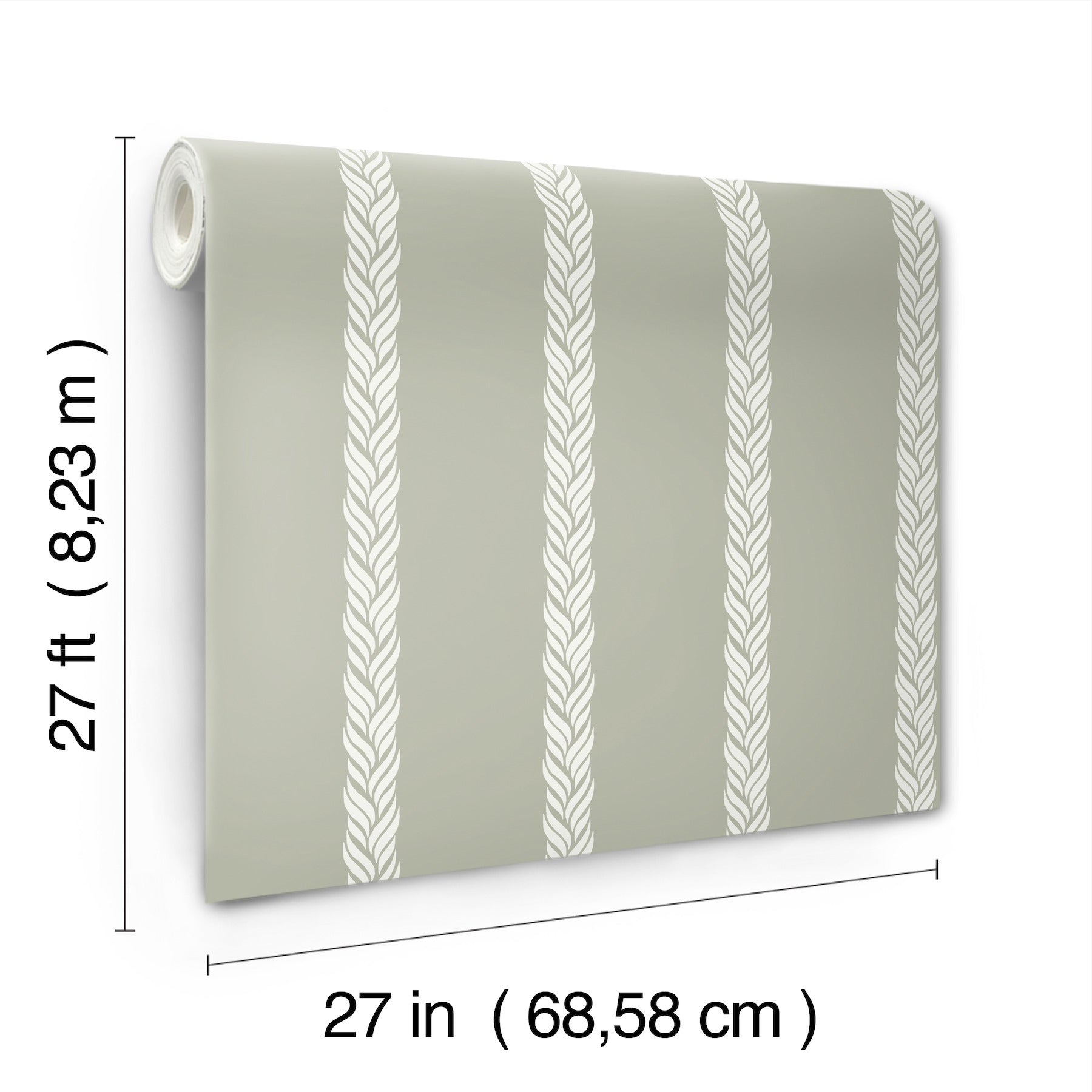 GT4541 Braided Stripe Green Classics Wallpaper by York Wallcoverings