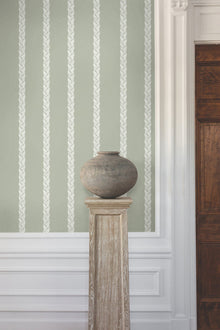 GT4541 Braided Stripe Green Classics Wallpaper by York Wallcoverings
