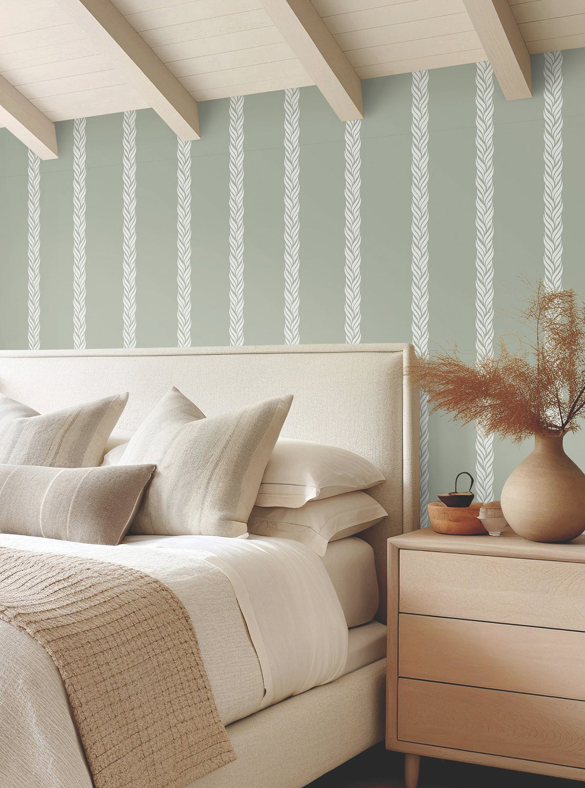 GT4541 Braided Stripe Green Classics Wallpaper by York Wallcoverings