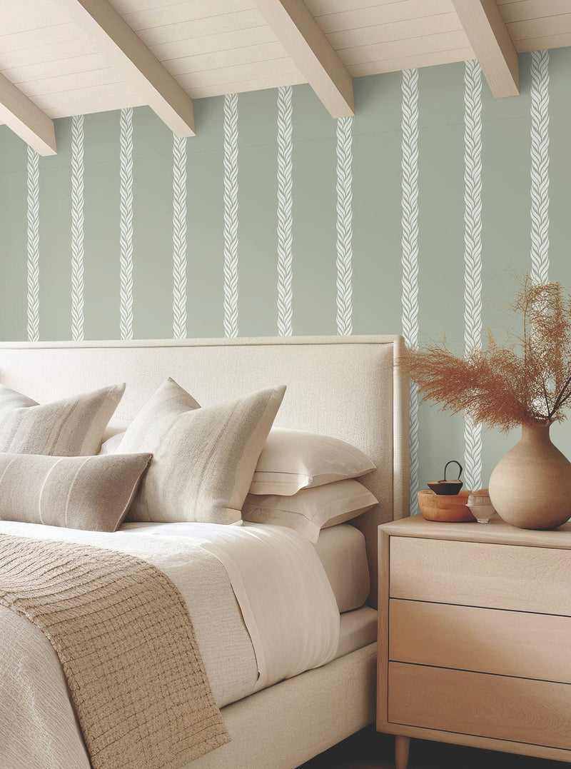GT4541 Braided Stripe Green Classics Wallpaper by York Wallcoverings