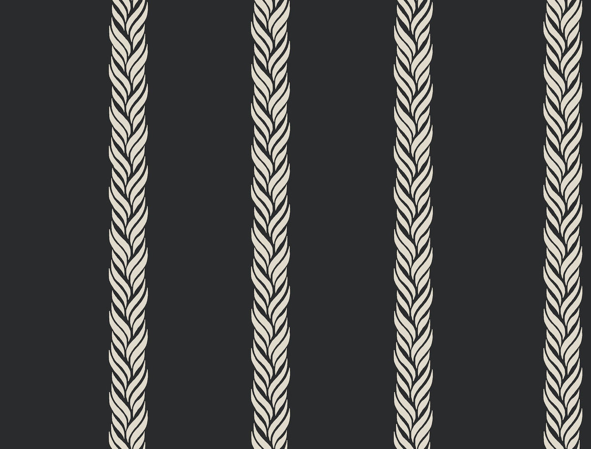 GT4542 Braided Stripe Black Classics Wallpaper by York Wallcoverings