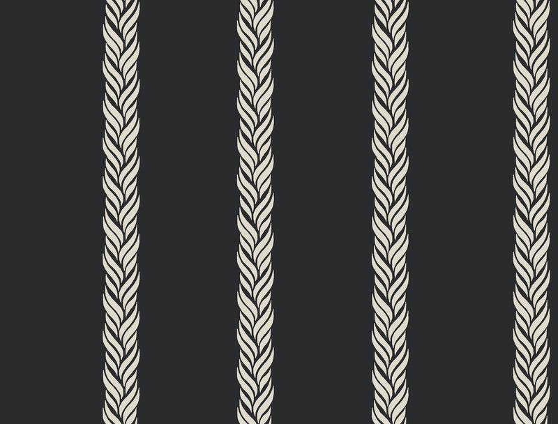 GT4542 Braided Stripe Black Classics Wallpaper by York Wallcoverings