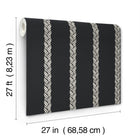 GT4542 Braided Stripe Black Classics Wallpaper by York Wallcoverings