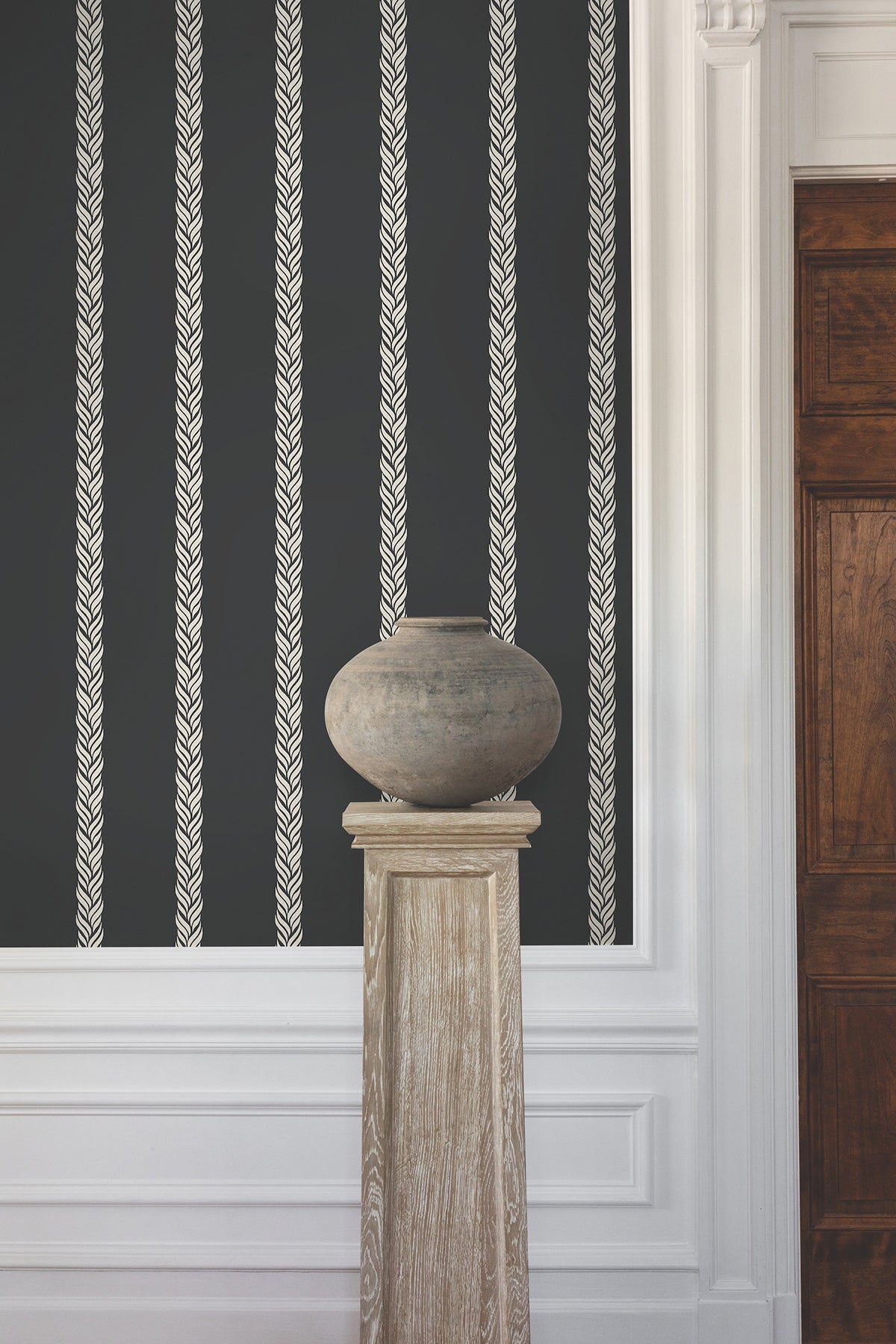 GT4542 Braided Stripe Black Classics Wallpaper by York Wallcoverings