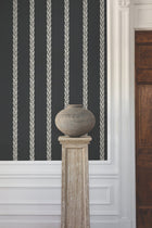GT4542 Braided Stripe Black Classics Wallpaper by York Wallcoverings