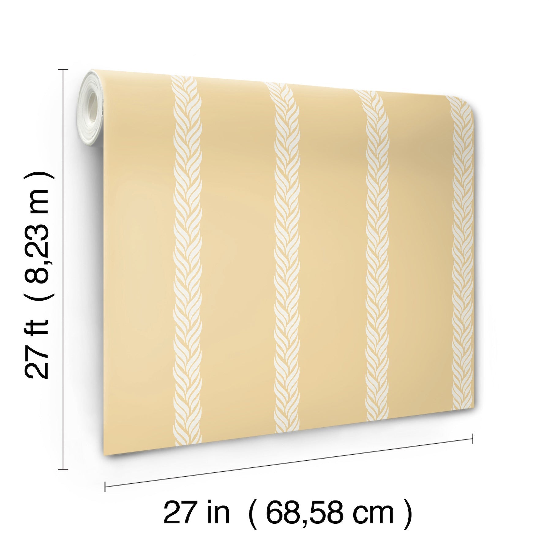 GT4543 Braided Stripe Yellow Classics Wallpaper by York Wallcoverings