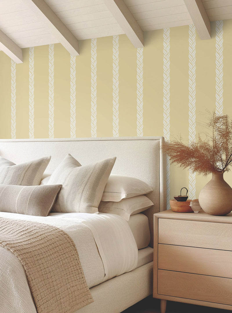 GT4543 Braided Stripe Yellow Classics Wallpaper by York Wallcoverings