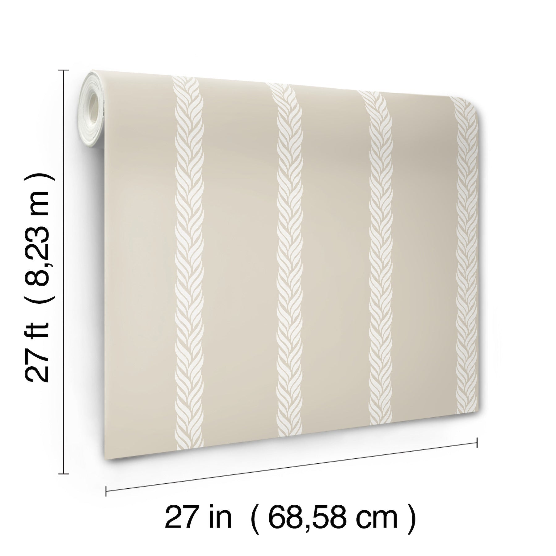 GT4544 Braided Stripe Beige Classics Wallpaper by York Wallcoverings