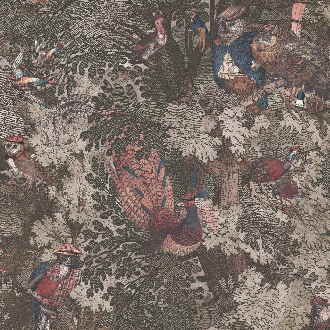 BMWL005/04B Gentlemen Birds Wild Life Wallpaper by Brand McKenzie