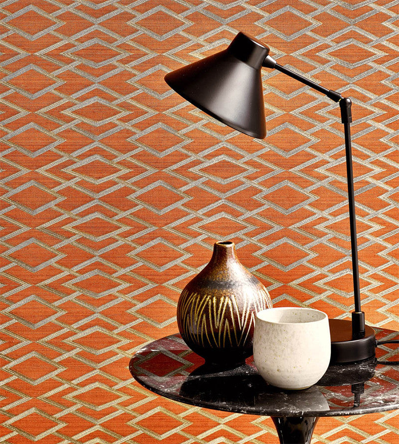 J8001-06 Geometric Silk Atmosphere IV Wallpaper By Jane Churchill