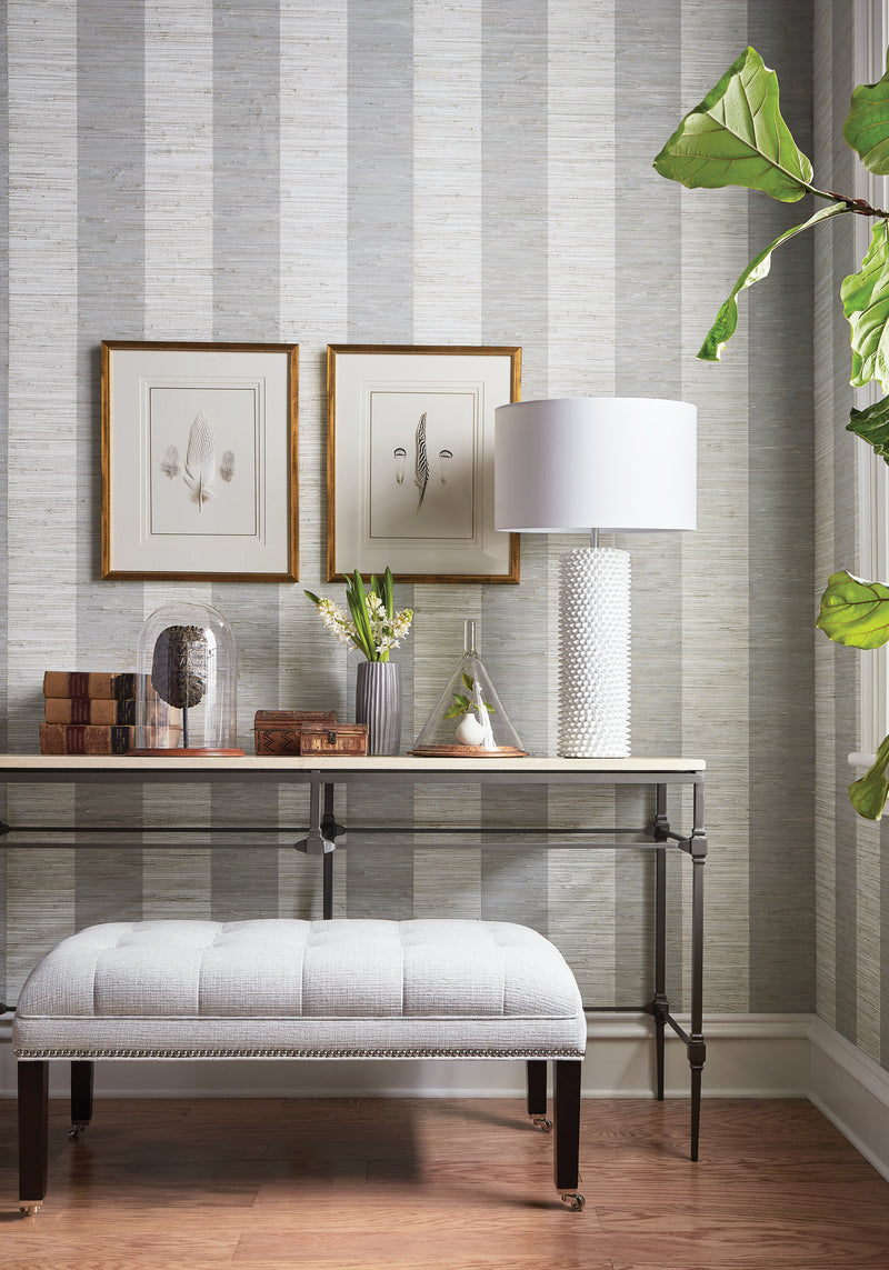 Crossroad Stripe Grasscloth Resource 4 Wallpaper By Thibaut | T72804