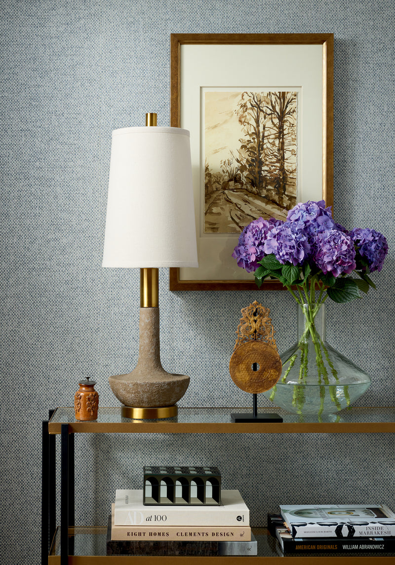Clarkson Weave Grasscloth Resource Volume 6 Spa Blue Wallpaper by Thibaut | T19688