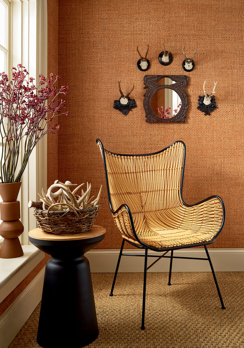 Lauderdale Grasscloth Resource Volume 6 Navy Wallpaper by Thibaut | T19609