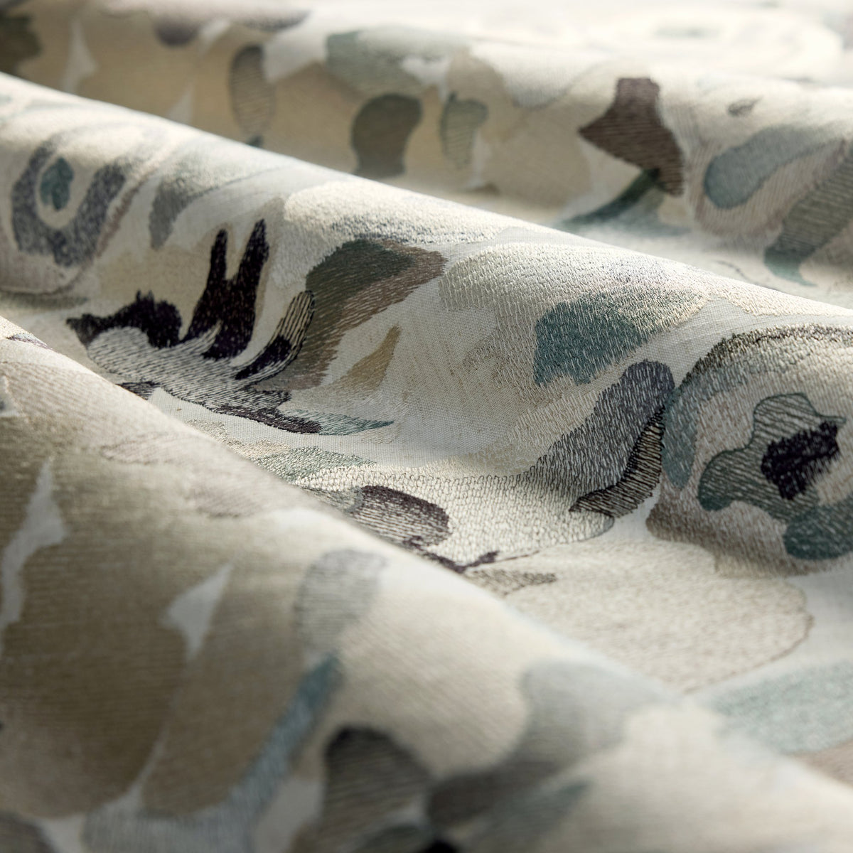 HAF0674-04 Flores Embroidery Pumice / Slate / Beau Signature Fabric by Harlequin