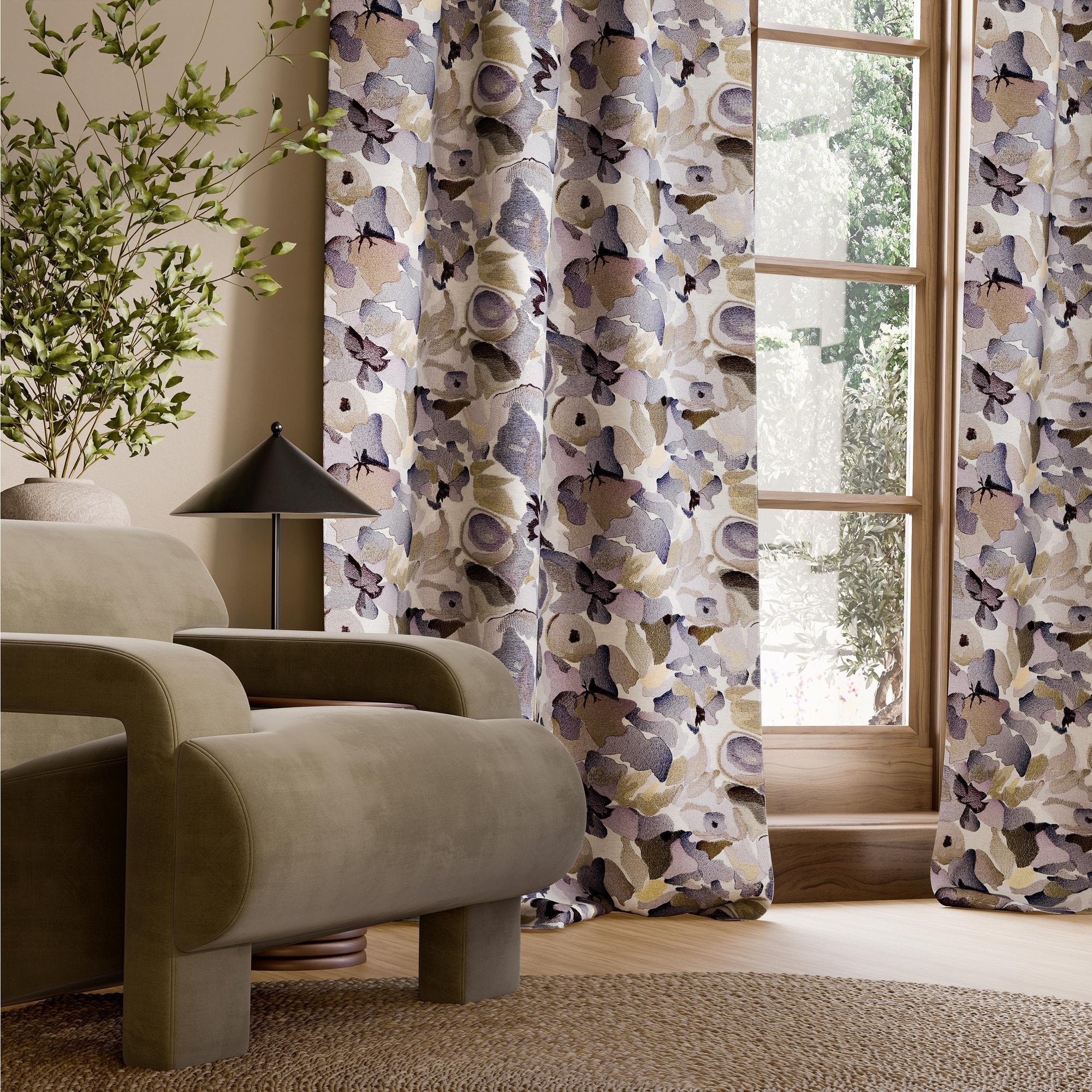 HAF0674-06 Flores Embroidery Cassia / Heather / Julip Signature Fabric by Harlequin