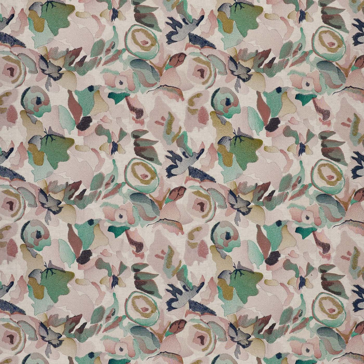 HAF0674-07 Flores Embroidery Positano / Emerald / Midnight Signature Fabric by Harlequin