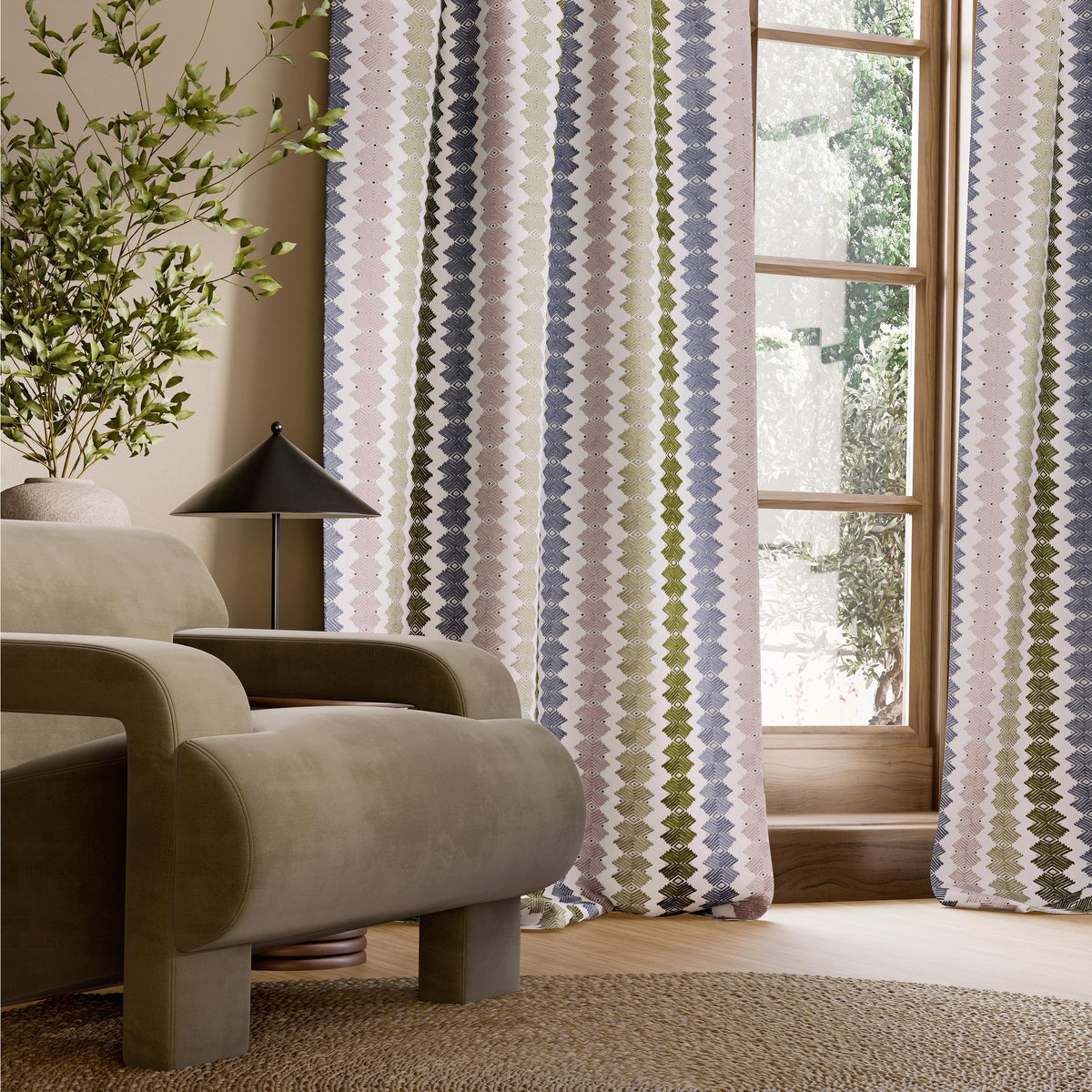 HAF0676-04 Kalimba Heather / Positano / Olive Signature Fabric by Harlequin