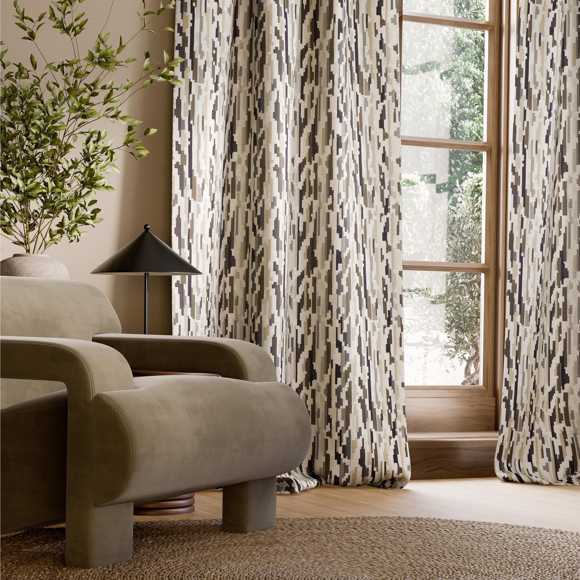 HAF0677-01 Nuru Embroidery Nomad / Stone / Pumice Signature Fabric by Harlequin