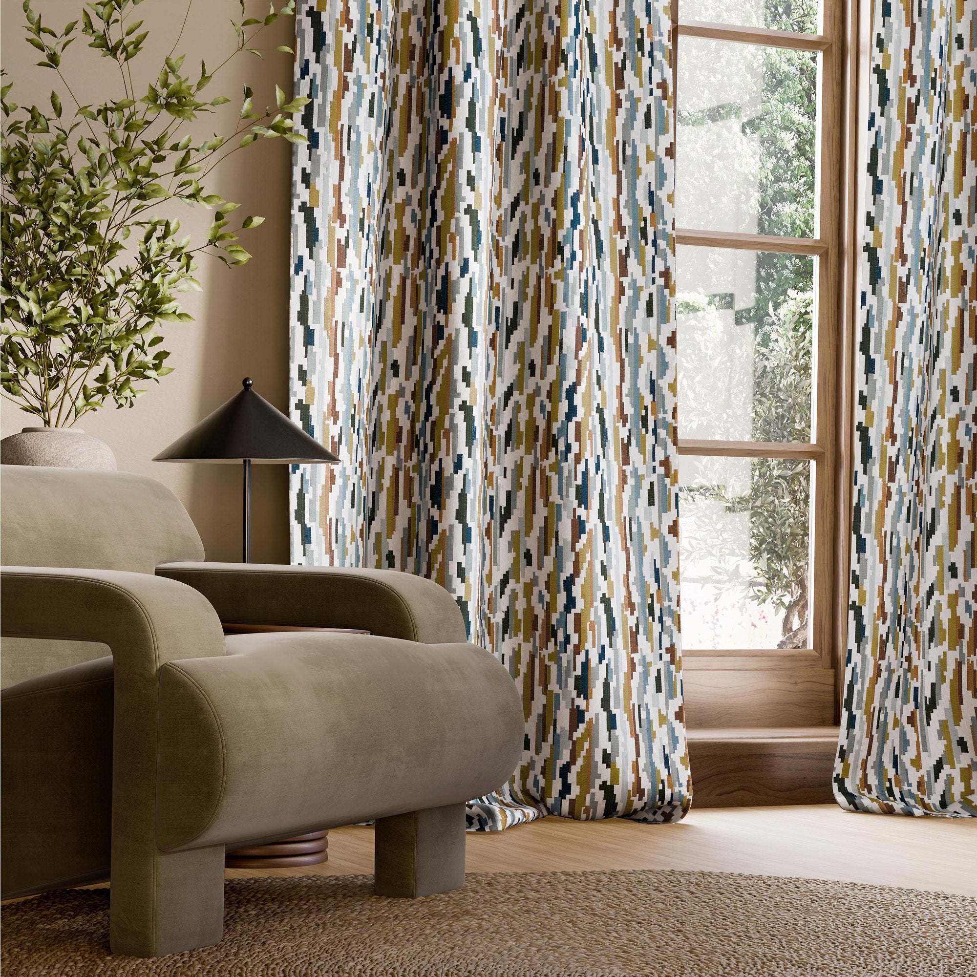 HAF0677-02 Nuru Embroidery Rosewood / Limpet / Aloe Signature Fabric by Harlequin