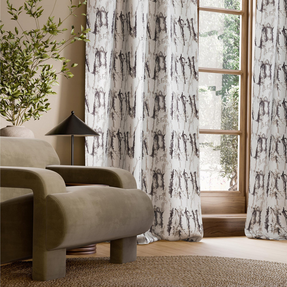 HAF0681-03 Takara Embroidery Steel / Chalk Signature Fabric by Harlequin