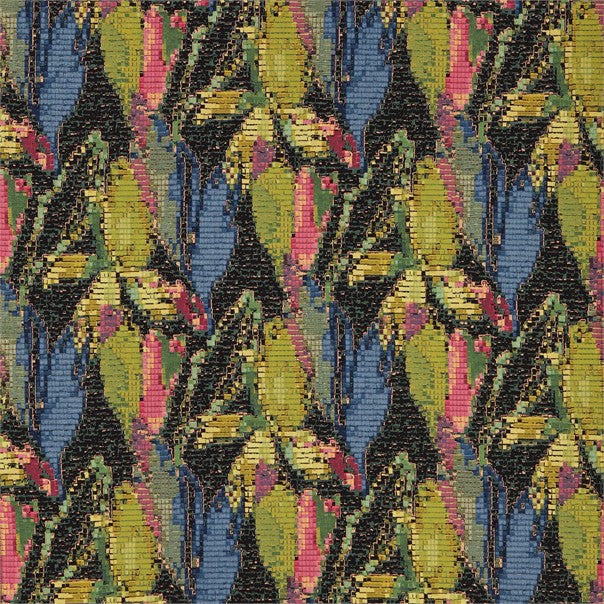 131523 Congo Amazilia Flamingo Indigo Olive Fabric by Harlequin
