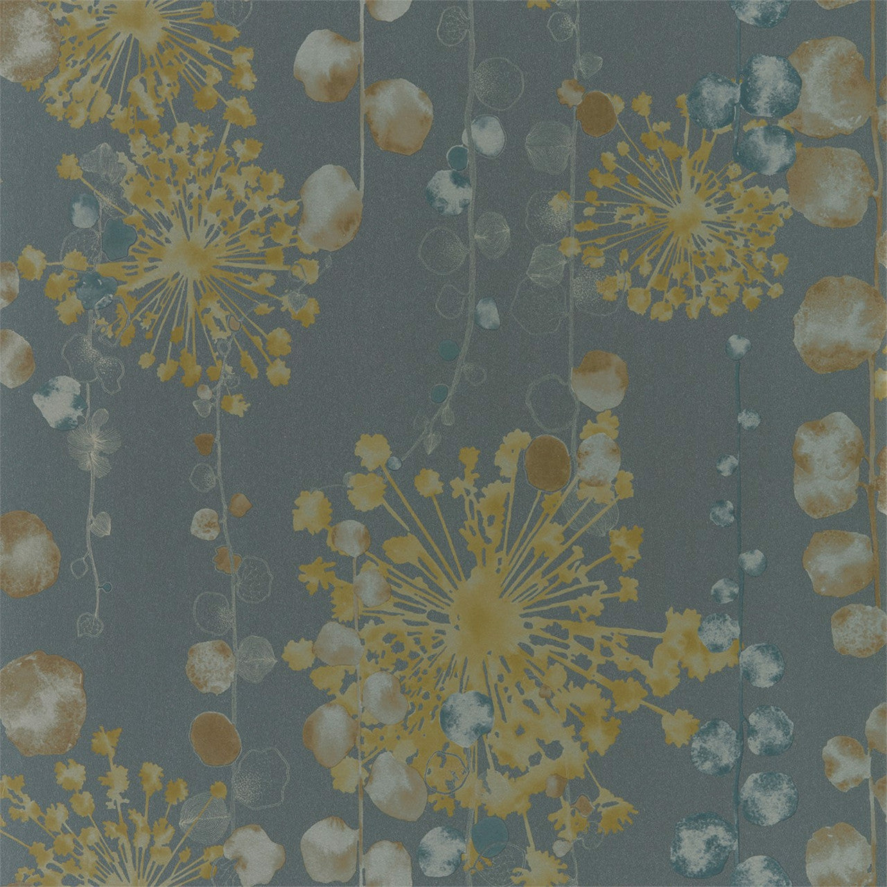 111650 Moku Purity Graphite and Mustard Wallpaper by Harlequin