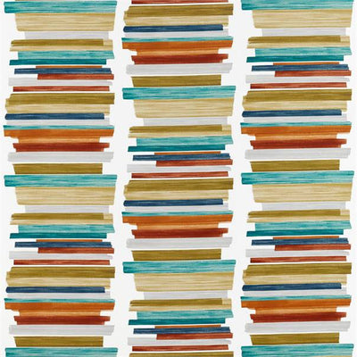 Calcine Atelier Paprika Teal Olive Fabric by Harlequin