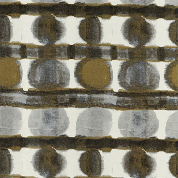 132877 Delphis Atelier Charcoal Gold Fabric by Harlequin