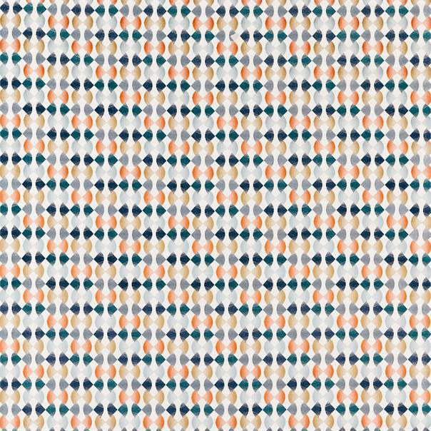 132880 Maiolica Atelier Paprika Teal Ochre Fabric by Harlequin